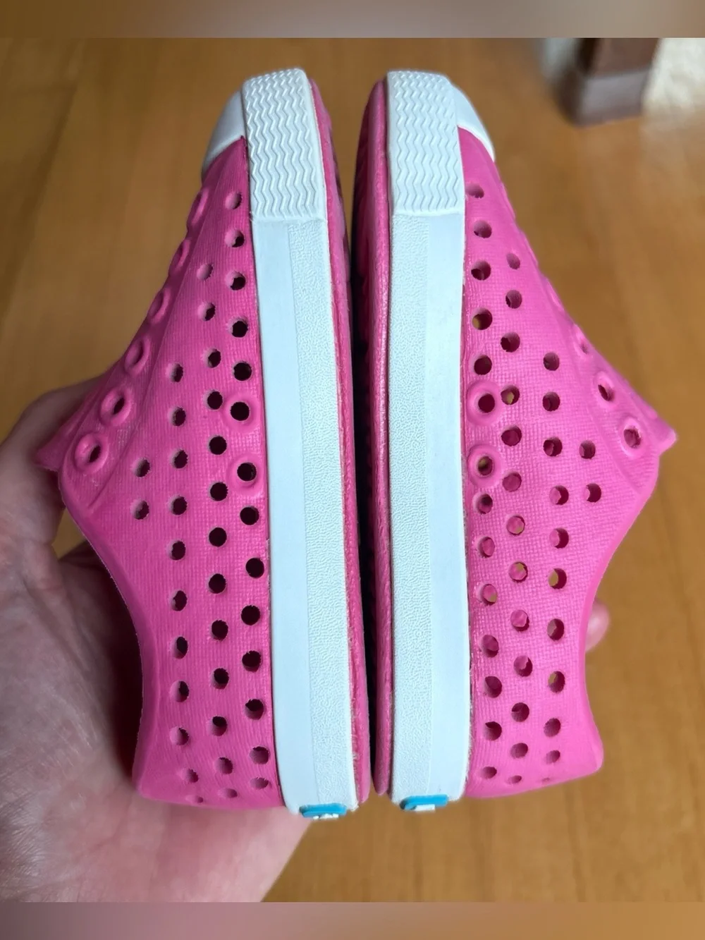 Native Jefferson Slip On Sneakers Shoes Pink White Toddler Girls Size 5 Washable